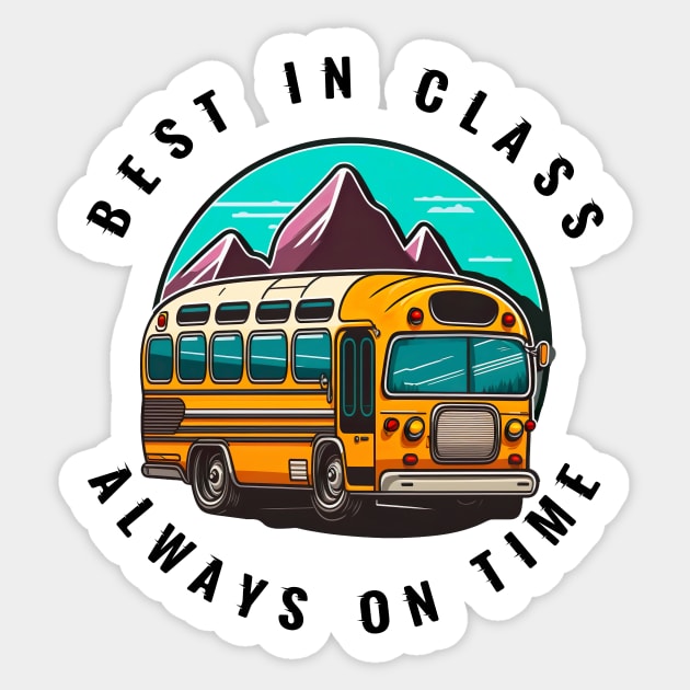 Best in class, school bus Sticker by Stickandteach